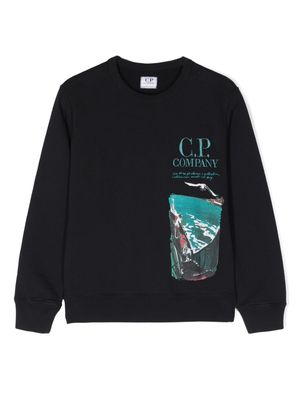 C.P. Company Kids graphic-print cotton sweatshirt - Blue