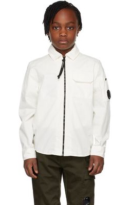 C.P. Company Kids Kids White Emerized Gabardine Zipped Shirt