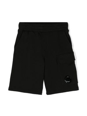 C.P. Company Kids Lens-detail cotton track shorts - Black