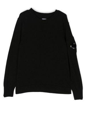C.P. Company Kids Lens-detail fine-knit sweatshirt - Black