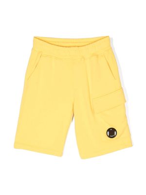 C.P. Company Kids Lens-detail jersey shorts - Yellow