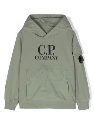 C.P. Company Kids Lens-detailed cotton hoodie - Green