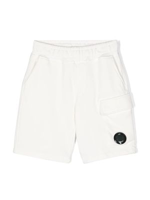 C.P. Company Kids Lens-embellished track shorts - White