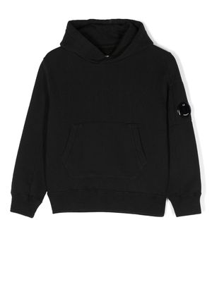 C.P. Company Kids Lens-patch long-sleeve hoodie - Black