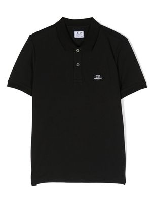 C.P. Company Kids logo-patch cotton polo shirt - Black