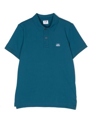 C.P. Company Kids logo-patch piqué polo shirt - Blue