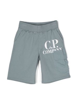 C.P. Company Kids logo-print cotton shorts - Grey