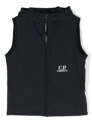 C.P. Company Kids logo-print hooded gilet - Blue