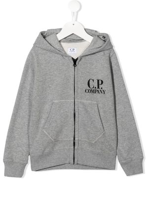 C.P. Company Kids logo-print zip-up hoodie - Grey
