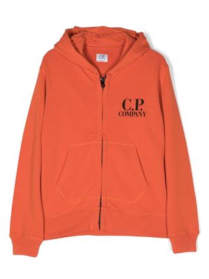 C.P. Company Kids logo-print zip-up hoodie - Orange