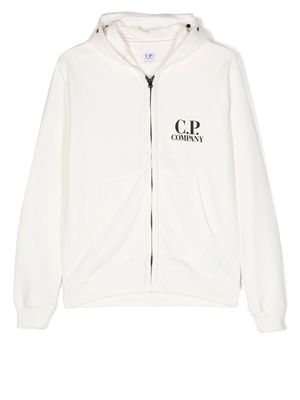 C.P. Company Kids TEEN Goggles-detail pullover hoodie - White