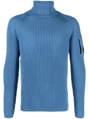 C.P. Company Lens-appliqué ribbed-knit jumper - Blue