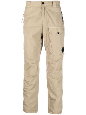 C.P. Company Lens-detail cotton tapered trousers - Neutrals