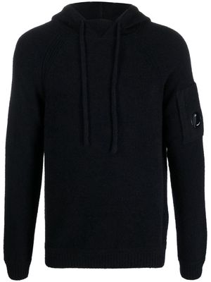 C.P. Company Lens-detail knitted hoodie - Blue