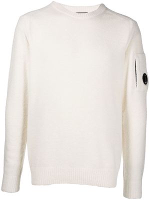 C.P. Company lens-detail knitted jumper - White