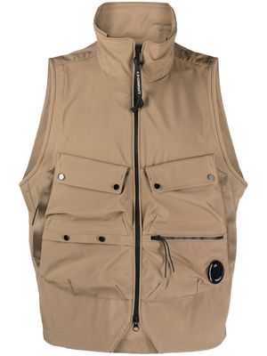 C.P. Company Lens-detail multi-pocket vest - Brown