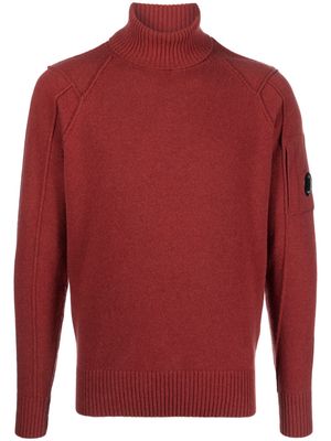 C.P. Company Lens-detail roll-neck jumper - Red