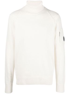 C.P. Company lens-embellished roll-neck jumper - White