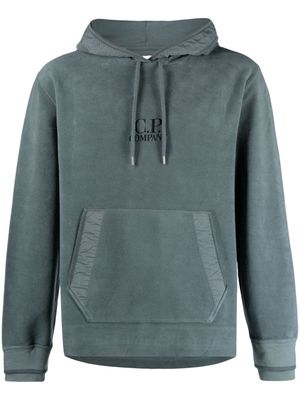 C.P. Company logo-embroidered brushed-finish hoodie - Grey