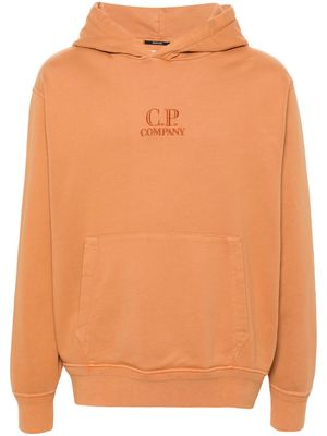 C.P. Company logo-embroidered cotton hoodie - Brown