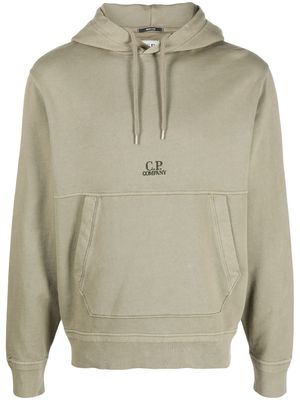 C.P. Company logo-embroidered cotton hoodie - Green