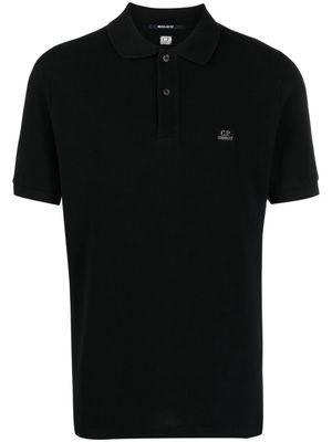 C.P. Company logo-embroidered cotton polo shirt - Black