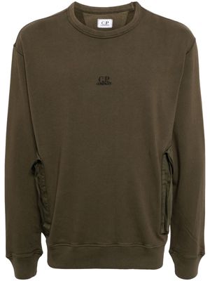 C.P. Company logo-embroidered fleece-texture sweatshirt - Green