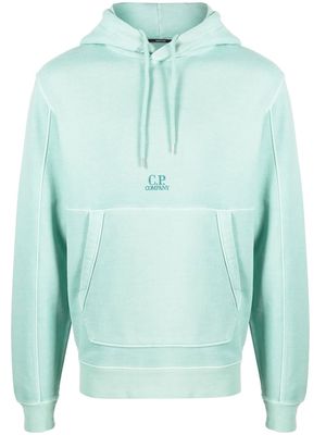 C.P. Company logo-embroidered long-sleeve hoodie - Green
