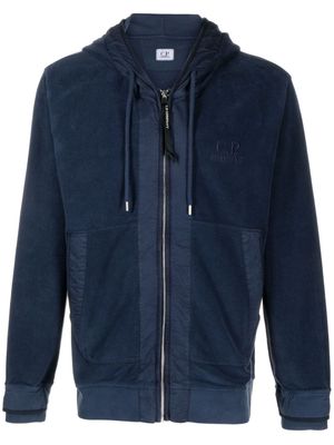 C.P. Company logo-embroidered zip-up hoodie - Blue