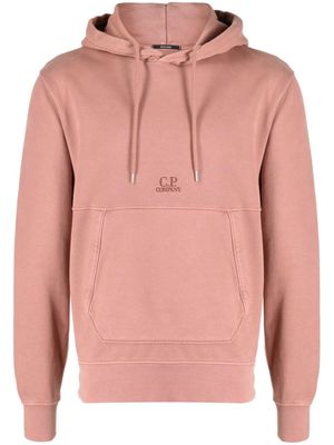C.P. Company logo-embroidery cotton hoodie - Pink