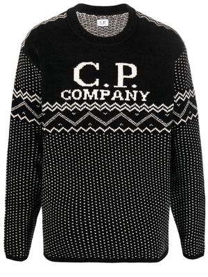 C.P. Company logo-intarsia cotton jumper - Black