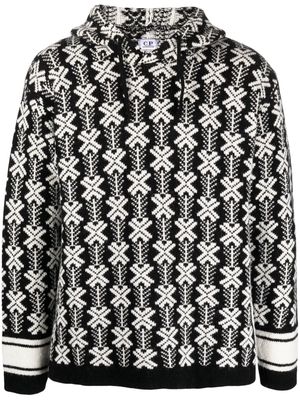 C.P. Company logo-intarsia jacquard hoodie - Black