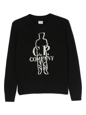 C.P. Company logo intarsia-knit jumper - Black