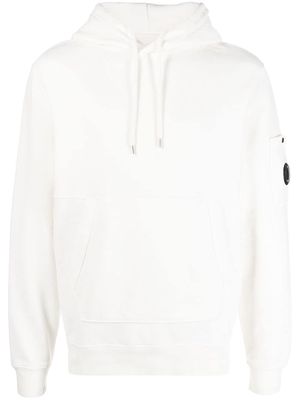 C.P. Company logo patch cotton hoodie - White