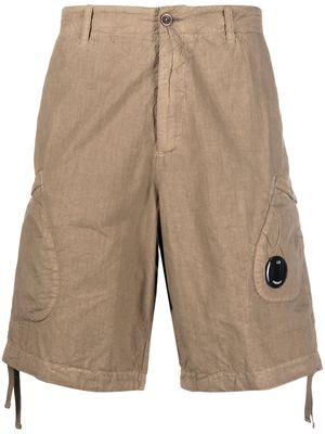 C.P. Company logo-patch cotton shorts - Neutrals