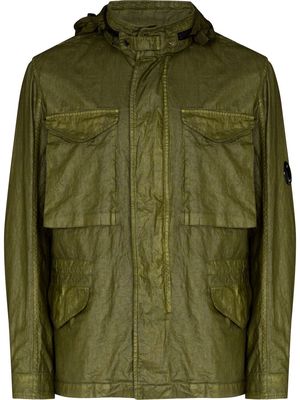 C.P. Company logo-patch hooded jacket - Green