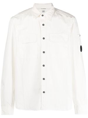 C.P. Company logo-patch sleeve detail shirt - White