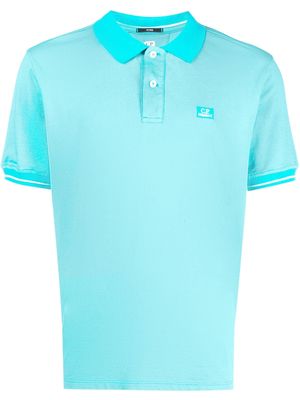 C.P. Company logo-patch two-tone polo shirt - Blue