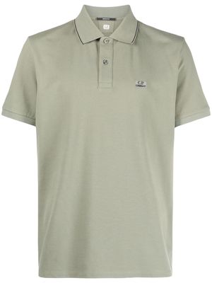 C.P. Company logo-patch two-tone polo shirt - Green