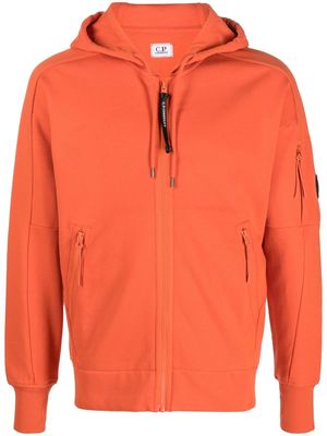 C.P. Company logo-patch zip-up hoodie - Orange