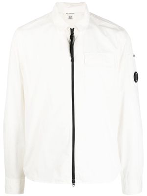 C.P. Company logo-patch zip-up shirt jacket - White