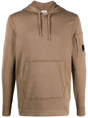 C.P. Company logo-plaque sleeve hoodie - Brown