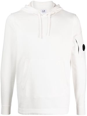 C.P. Company logo-plaque sleeve hoodie - White