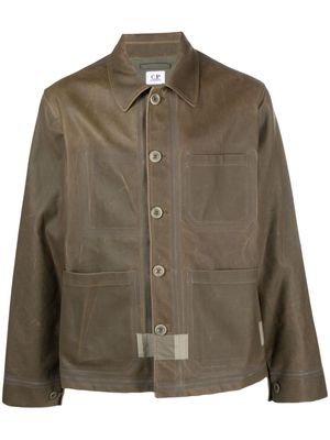 C.P. Company logo-print button-up jacket - Green