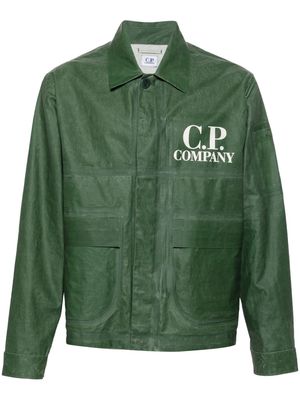 C.P. Company logo-print coated shirt jacket - Green