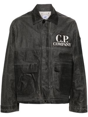 C.P. Company logo-print coated shirt jacket - Grey