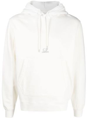 C.P. Company logo-print cotton hoodie - White