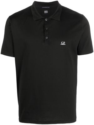 C.P. Company logo-print cotton polo shirt - Black