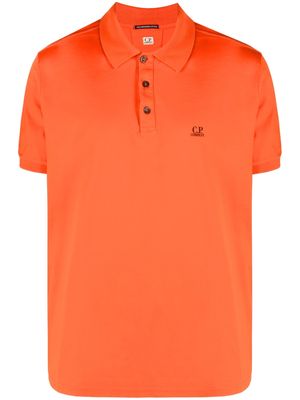 C.P. Company logo-print cotton polo shirt - Orange