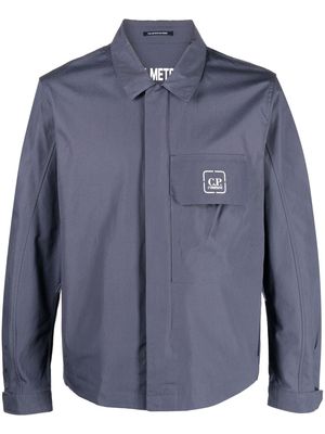 C.P. Company logo-print cotton shirt jacket - Blue